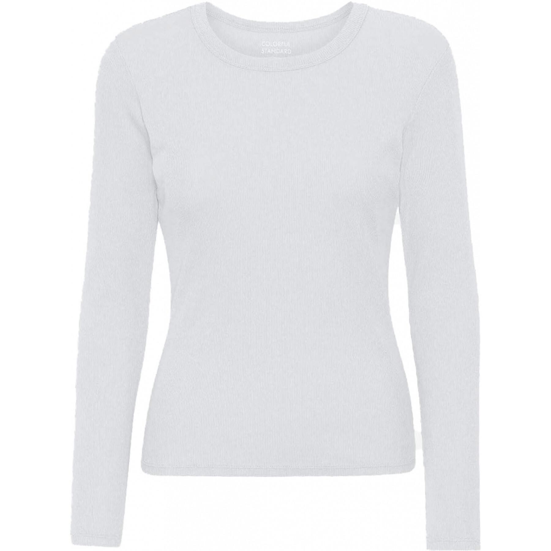 T-shirt maniche lunghe a coste da donna Colorful Standard Organic optical white