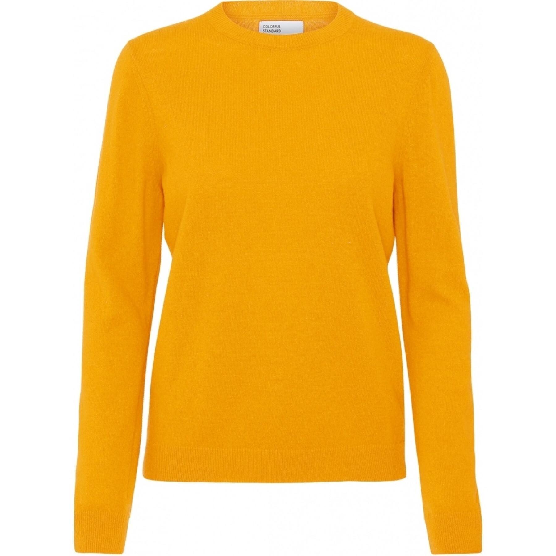 Maglione girocollo in lana da donna Colorful Standard light merino burned yellow