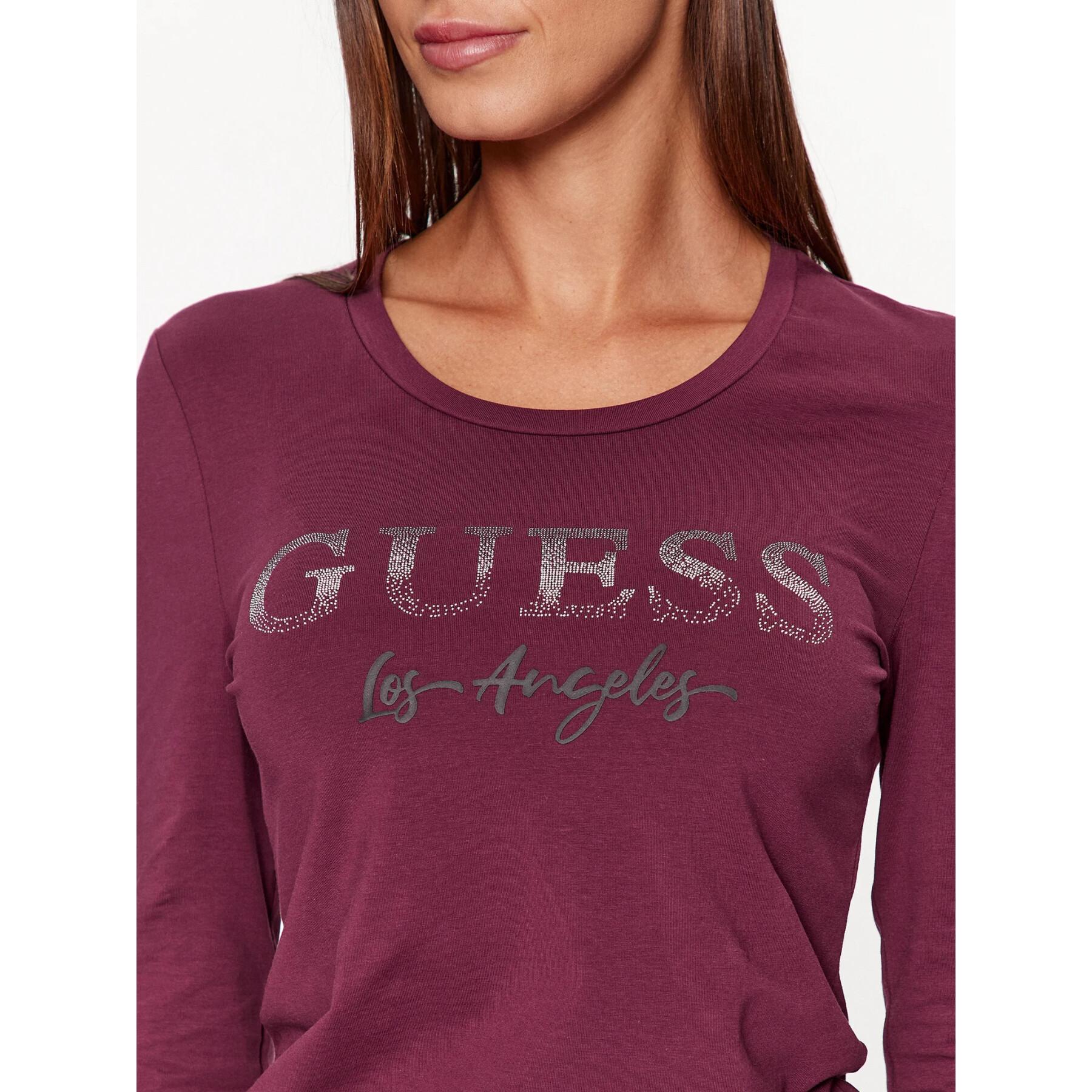 T-shirt donna a maniche lunghe con scollo a V Guess Micro Studs