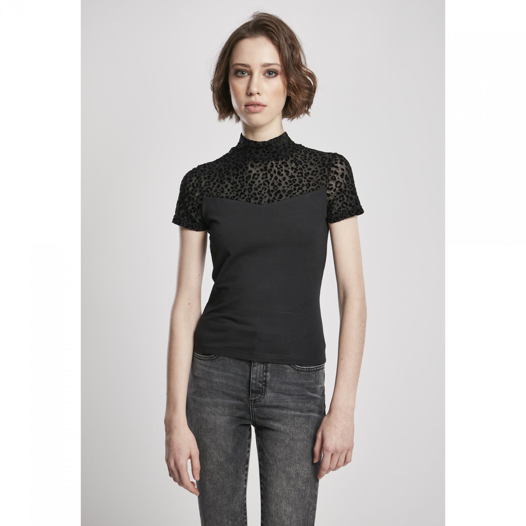 T-shirt donna Urban Classics flock lace turtleneck