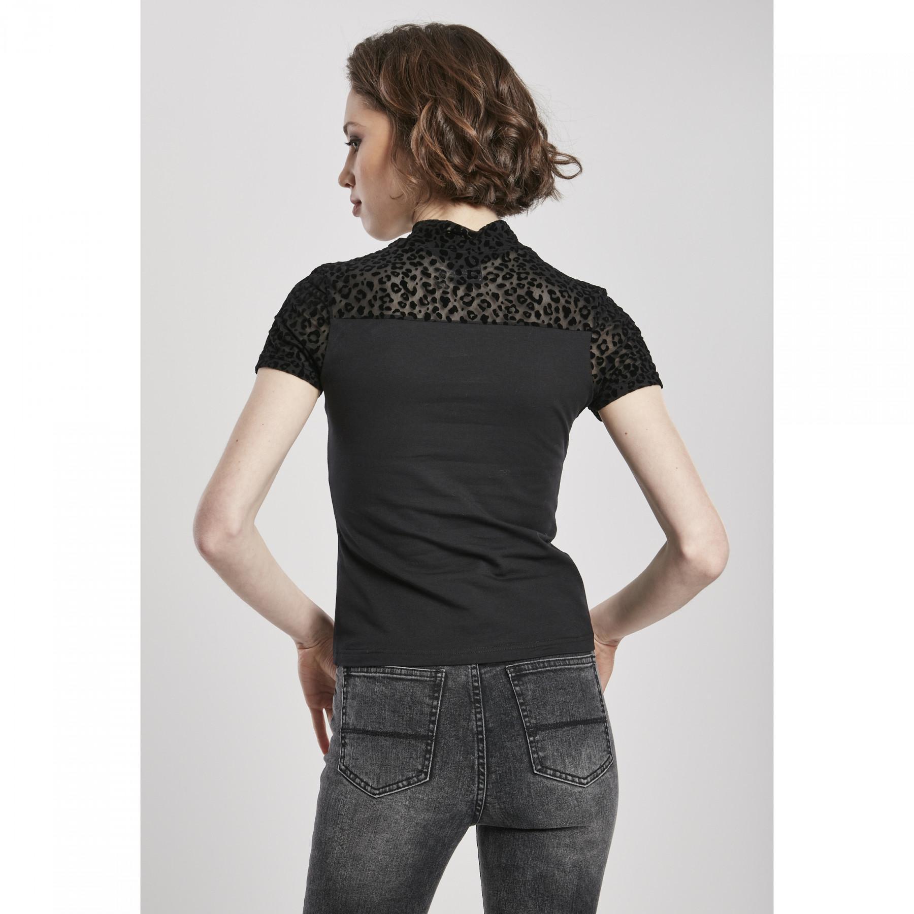 T-shirt donna Urban Classics flock lace turtleneck