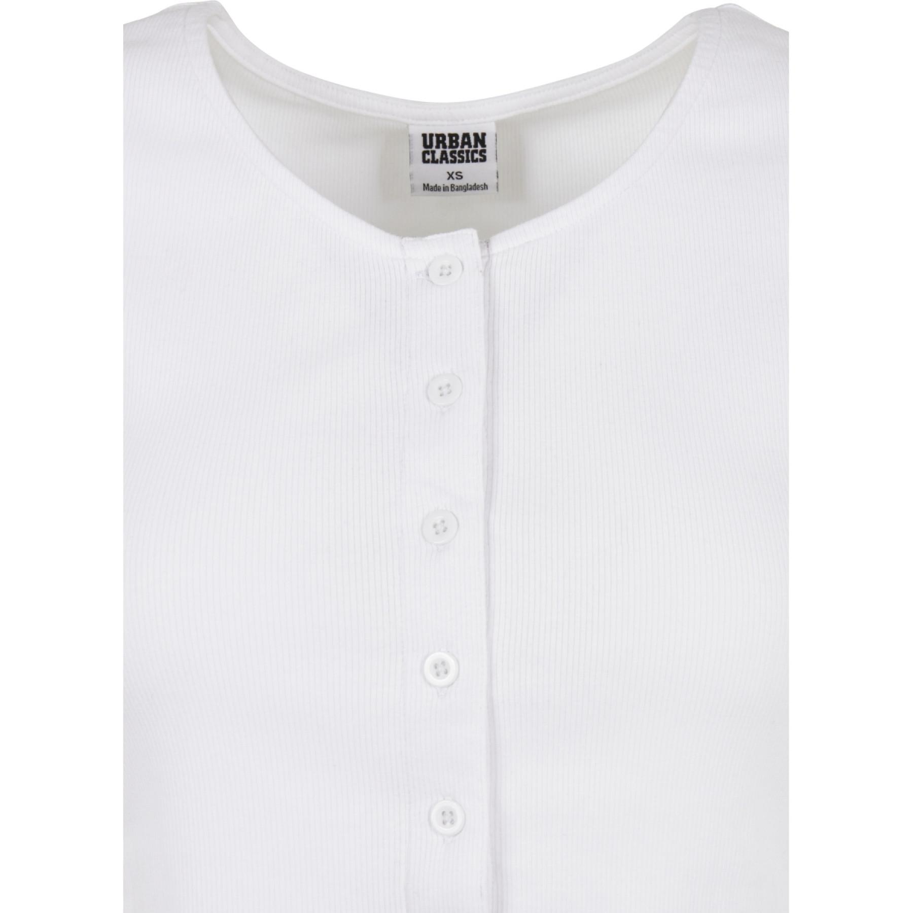 Maglietta da donna Urban Classics cropped button up rib-taglie forti