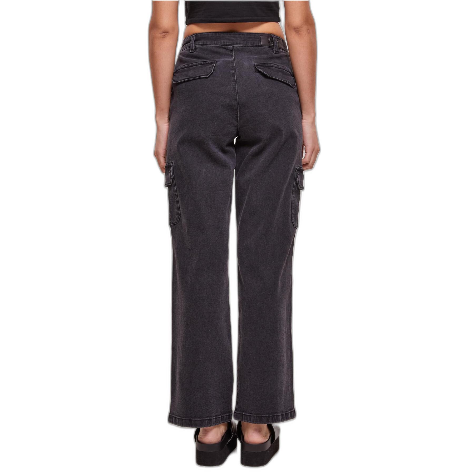 Pantaloni cargo droit taille haute en denim grandes tailles femme Urban Classics