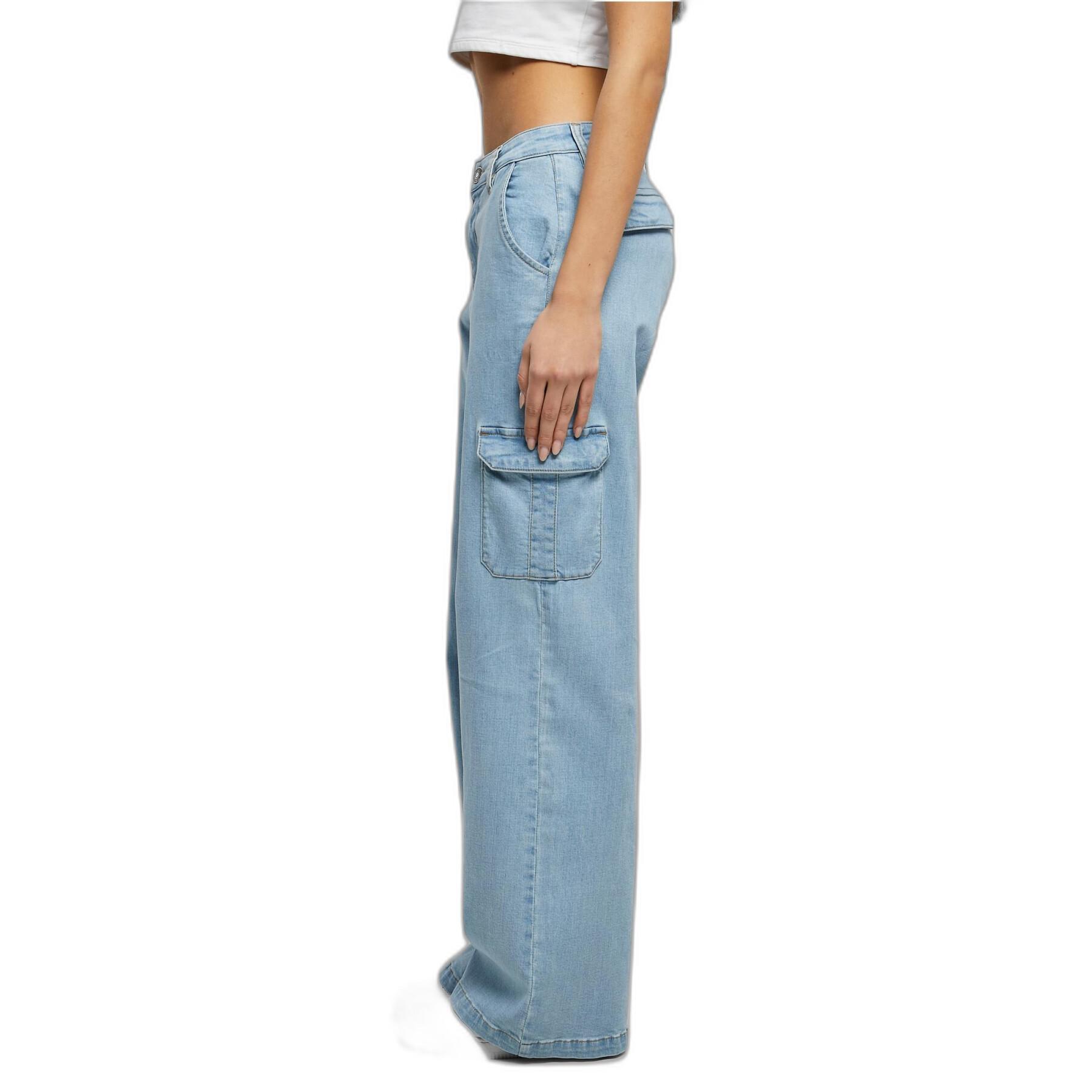 Pantaloni cargo droit taille haute en denim grandes tailles femme Urban Classics
