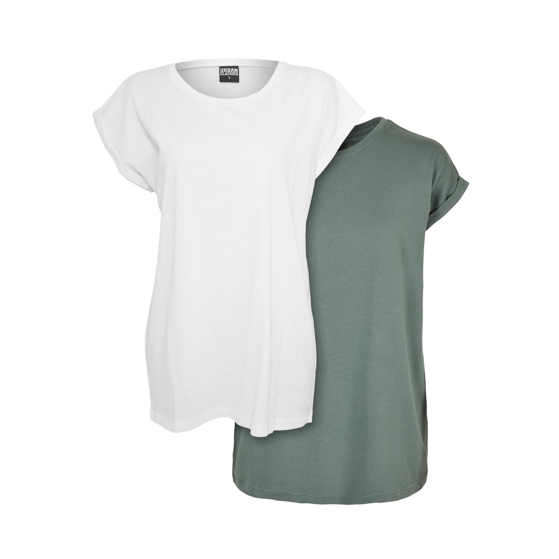 T-shirt da donna con spalla lunga Urban Classics (x2)