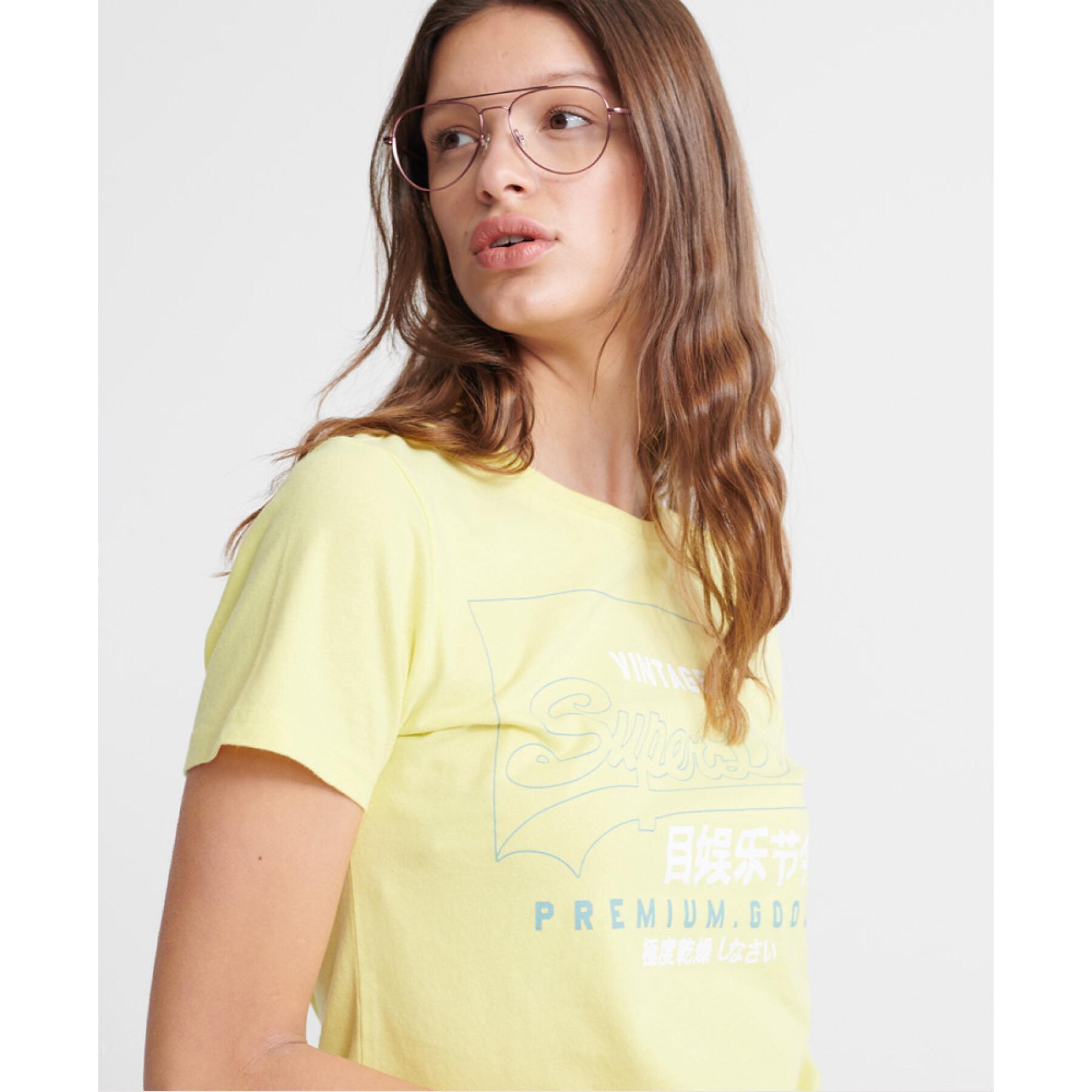 T-shirt da donna in cotone organico Superdry Premium Goods Label