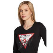 T-shirt donna a maniche lunghe con scollo a V Guess Icon